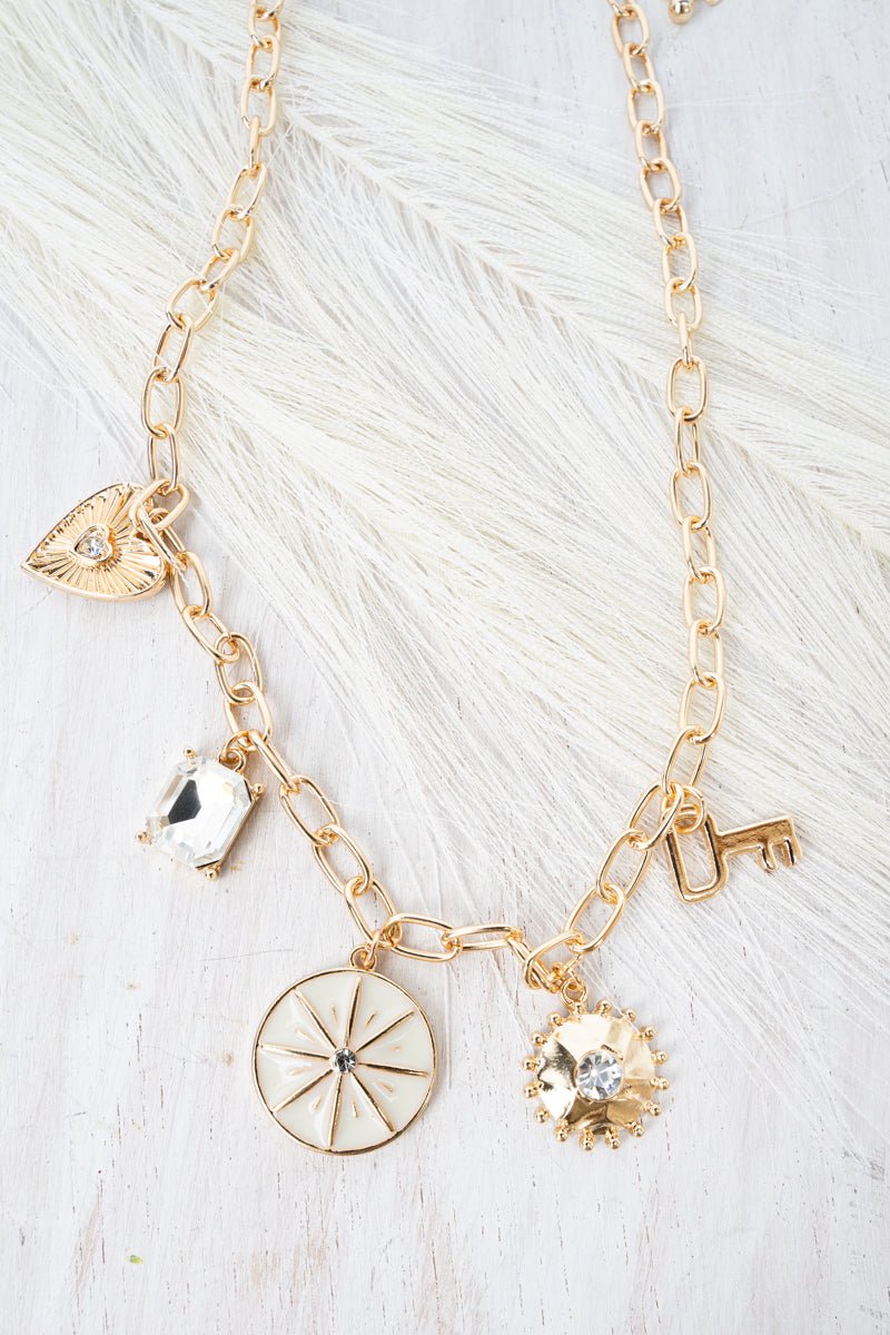 Viola The Right Direction Goldtone Charm Necklace - Wholesale Accessory Market