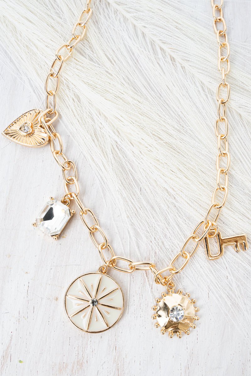 Viola The Right Direction Goldtone Charm Necklace - Wholesale Accessory Market