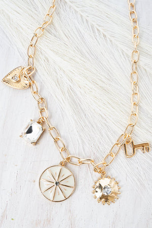 Viola The Right Direction Goldtone Charm Necklace - Wholesale Accessory Market