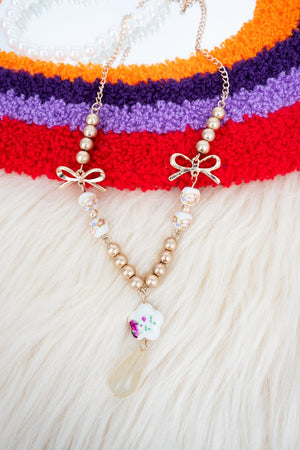 Shiny Luxe Pink Petal Poetry Goldtone Necklace - Wholesale Accessory Market