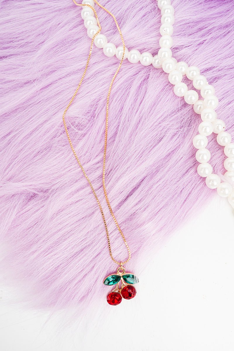 Viola Cherry Shimmer Goldtone Necklace - Wholesale Accessory Market