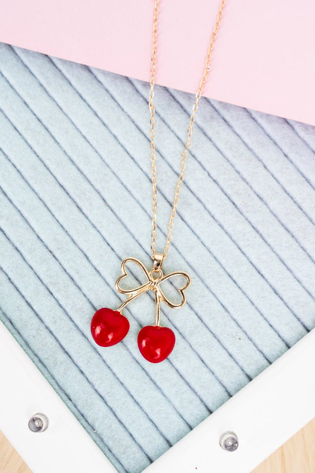 Viola Cherry Love Goldtone Necklace - Wholesale Accessory Market