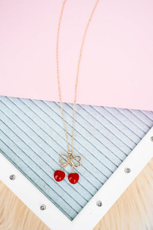 Viola Cherry Love Goldtone Necklace - Wholesale Accessory Market