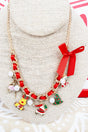 Shiny Luxe Santa's Favorites Red Ribboned Chain Charm Necklace - Wholesale Accessory Market
