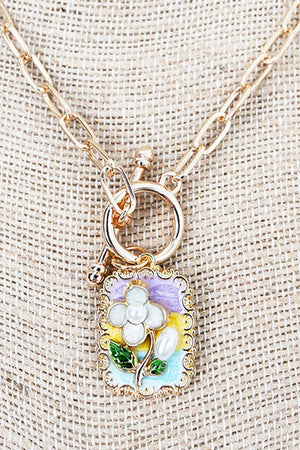Shiny Luxe Sweet Botanica Goldtone Toggle Necklace - Wholesale Accessory Market