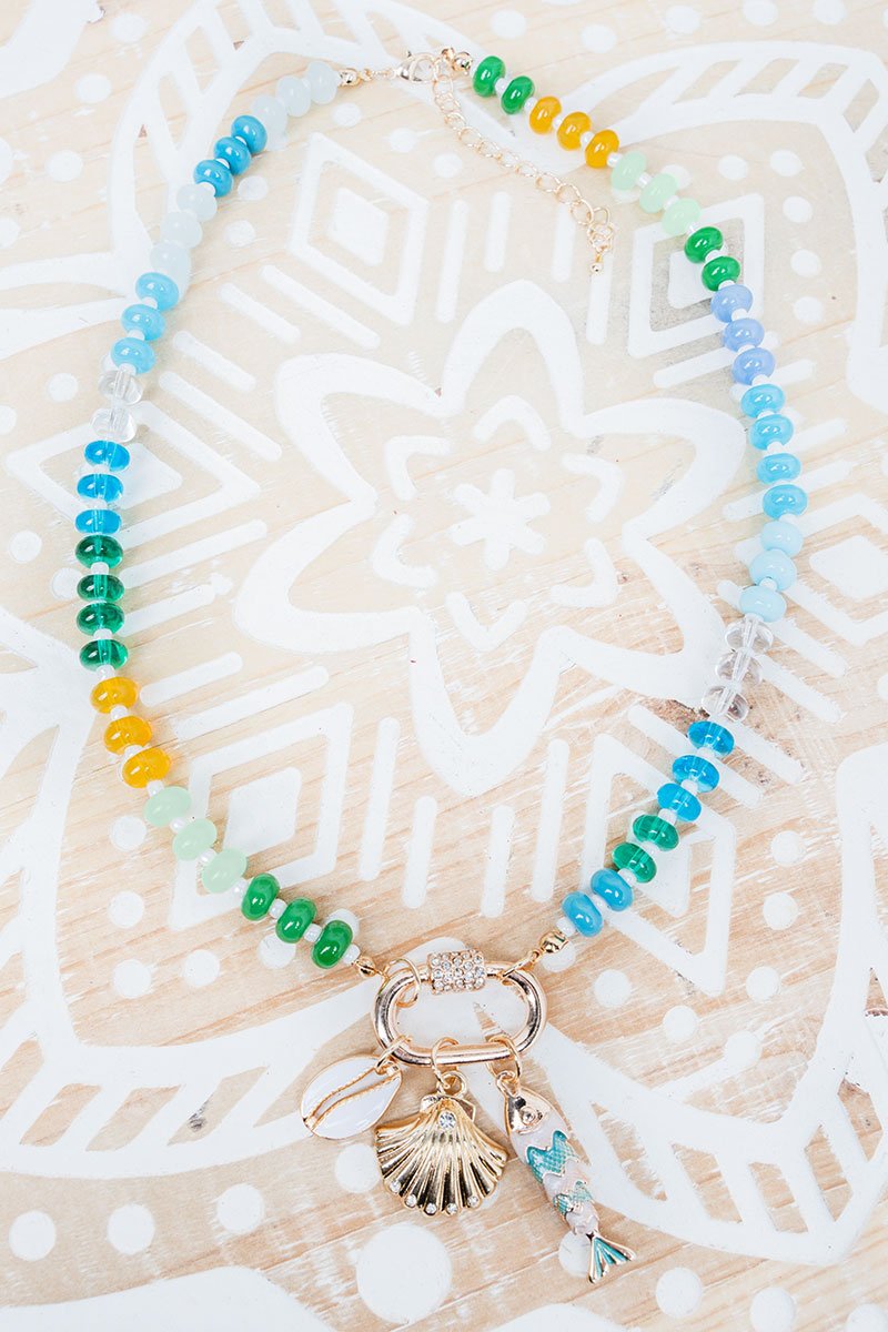 Shiny Luxe Mahana Bay Blue Multi Beaded Necklace - Wholesale Accessory Market