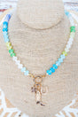 Shiny Luxe Frontier Flair Blue Multi Beaded Necklace - Wholesale Accessory Market