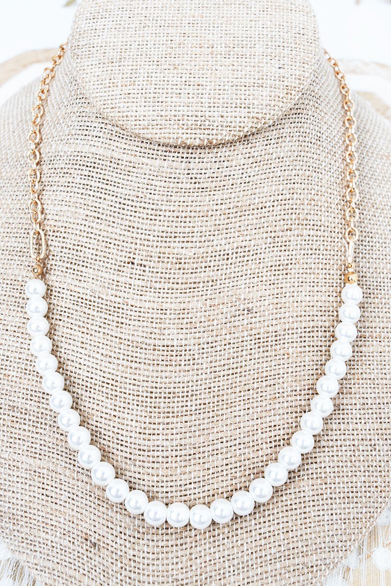 Shiny Luxe Modern Heiress Pearl & Goldtone Necklace - Wholesale Accessory Market