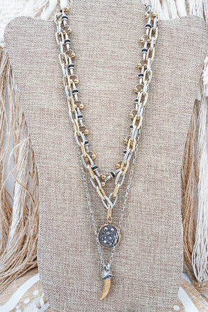 Viola Black & Two - Tone Sizzle & Shine Triple Necklace Set - Wholesale Accessory Market