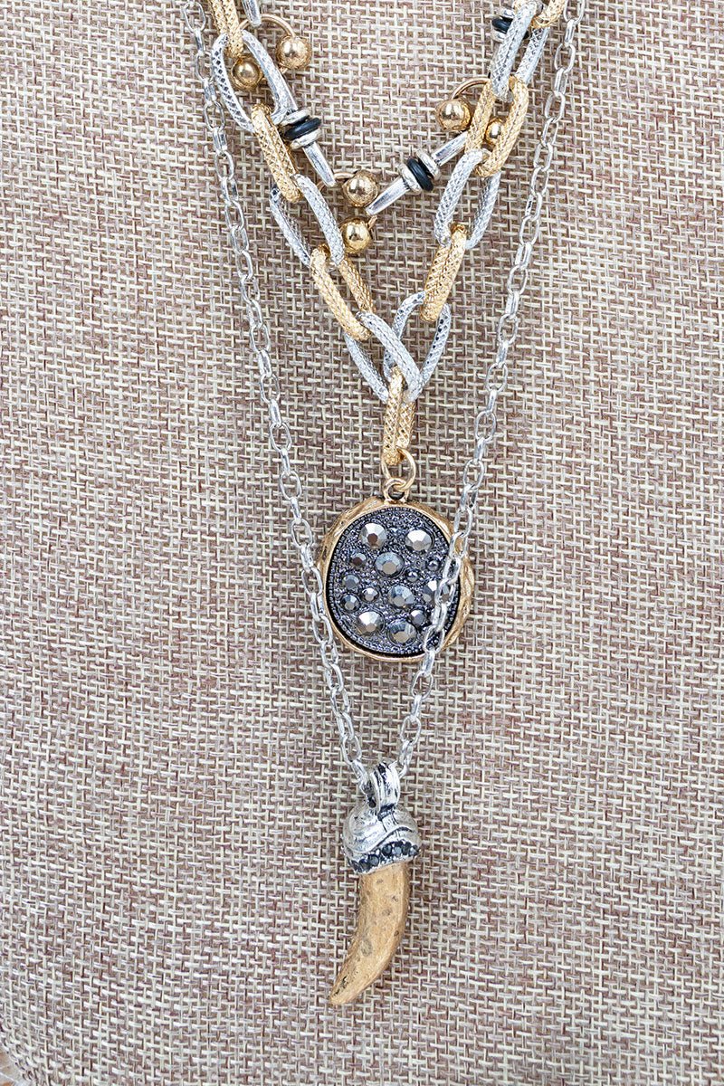 Viola Black & Two - Tone Sizzle & Shine Triple Necklace Set - Wholesale Accessory Market