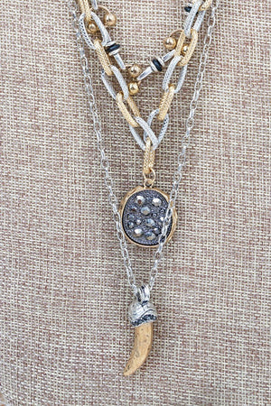 Viola Black & Two - Tone Sizzle & Shine Triple Necklace Set - Wholesale Accessory Market