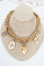 Shiny Luxe Layered Legacy Goldtone Beaded Charm Necklace - Wholesale Accessory Market