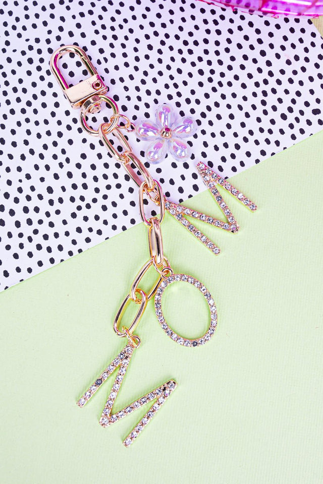 Viola Dazzling 'Mom' Goldtone Bag Charm - Wholesale Accessory Market