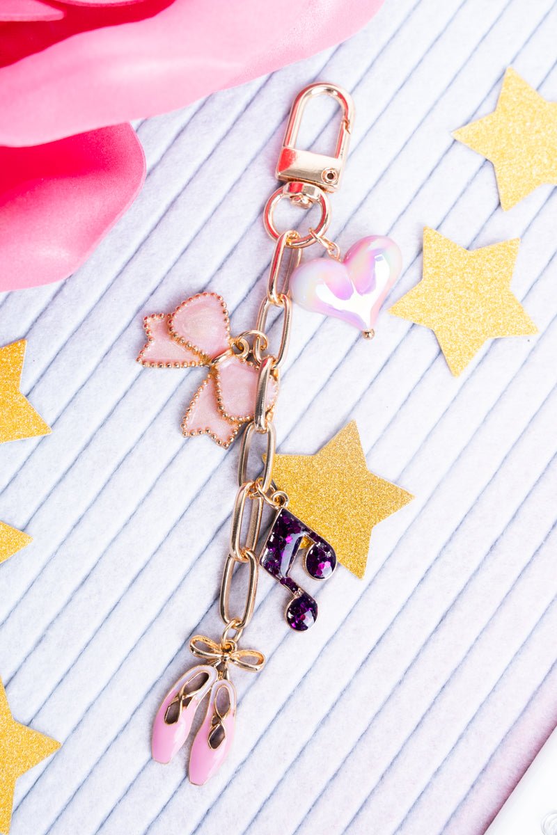 Viola On Pointe Pink Goldtone Bag Charms - Wholesale Accessory Market