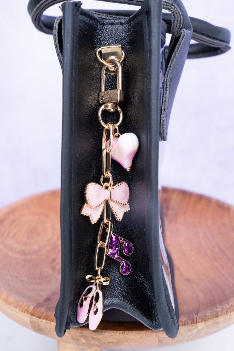 Viola On Pointe Pink Goldtone Bag Charms - Wholesale Accessory Market