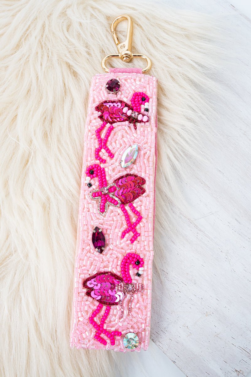 Viola Fab Flamingo Trio Wristlet Keychain - Wholesale Accessory Market