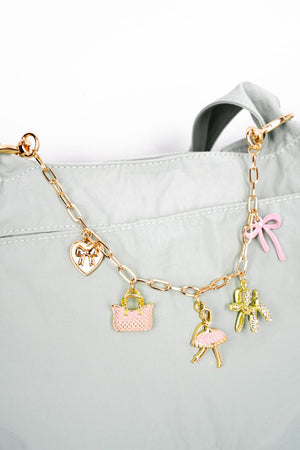 Viola Pink Ballerina Beauty Goldtone Charm Bag Chain - Wholesale Accessory Market