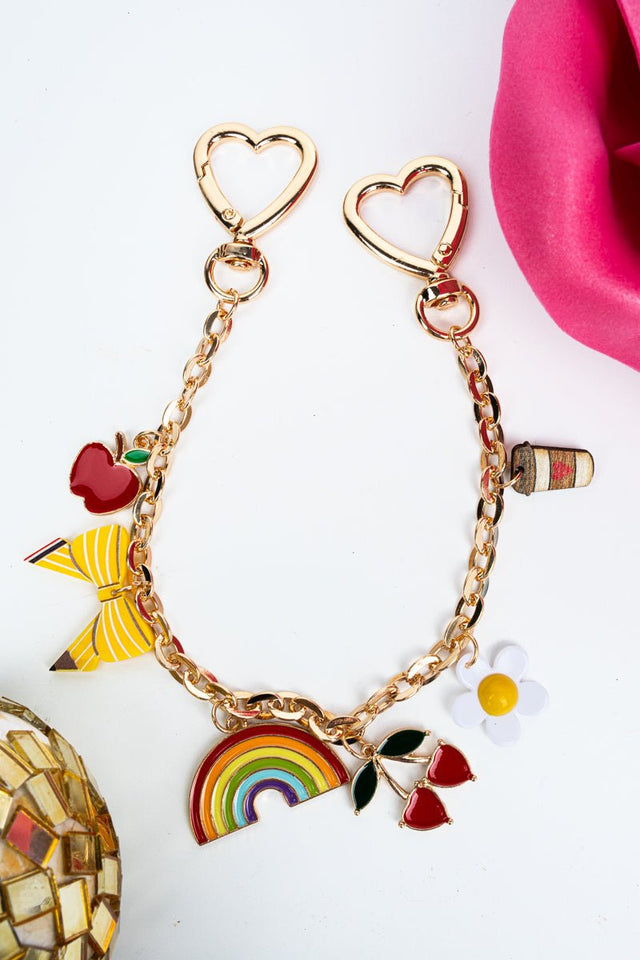 Viola Rainbow Pop Goldtone Charm Bag Chain - Wholesale Accessory Market