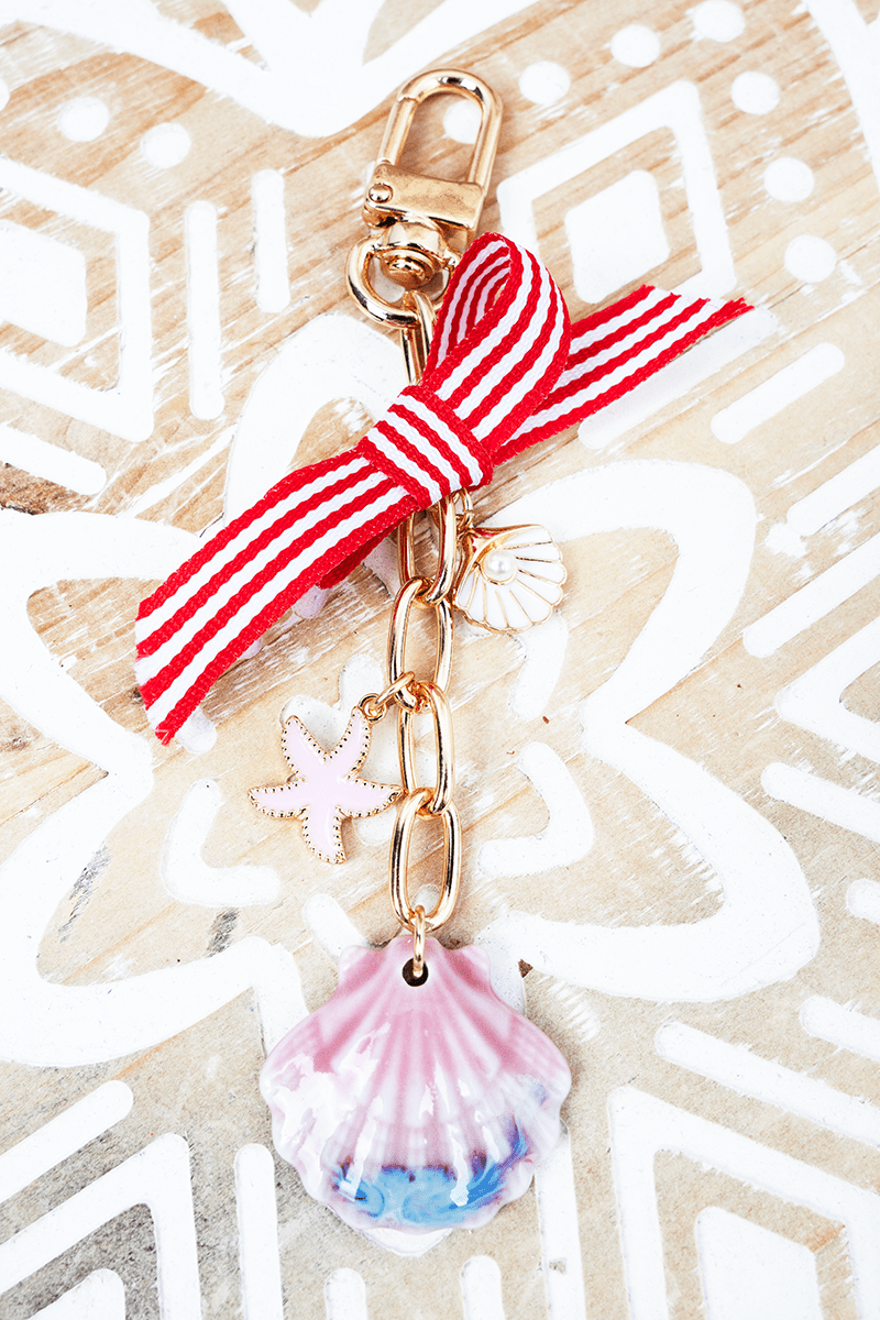 Viola Ocean's Keepsake Pink Seashell Goldtone Bag Charm - Wholesale Accessory Market