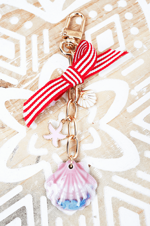 Viola Ocean's Keepsake Pink Seashell Goldtone Bag Charm - Wholesale Accessory Market