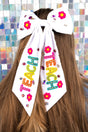 Viola Colorful 'Teach' White Hair Bow Barrette - Wholesale Accessory Market
