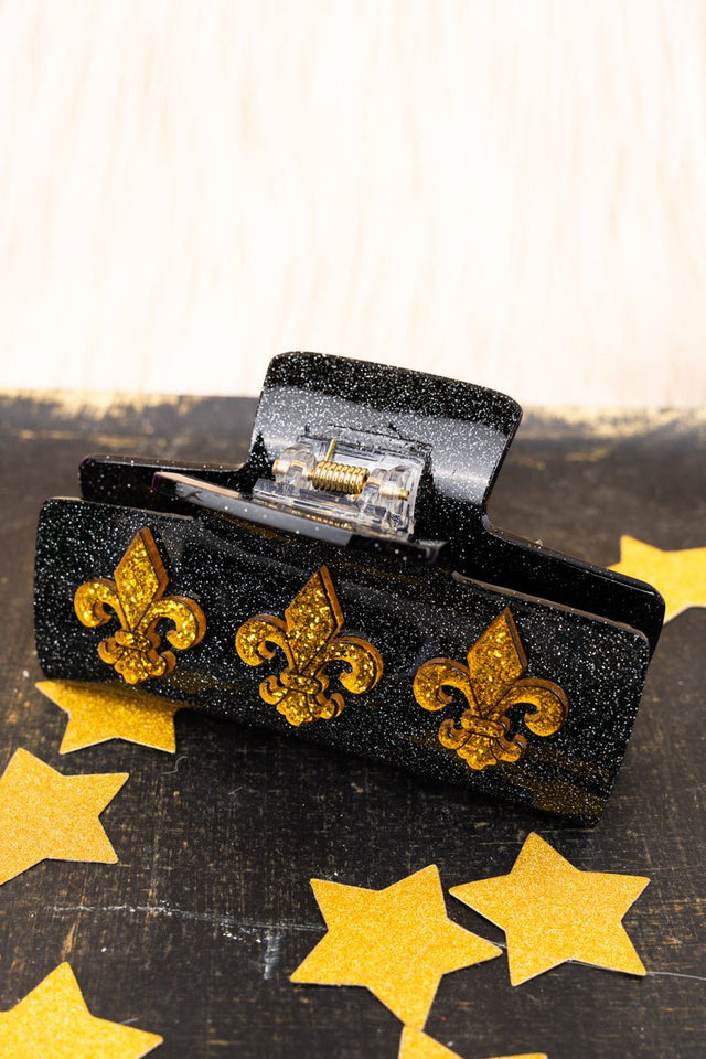 Viola Sunday In New Orleans Black Glitter Hair Claw - Wholesale Accessory Market