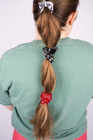 Viola Road Trip Red, White, & Black Hair Scrunchie Set - Wholesale Accessory Market