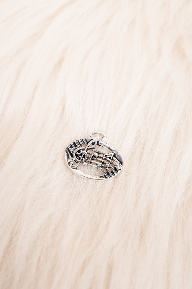 Viola Music Notes Silvertone Pendant - Wholesale Accessory Market