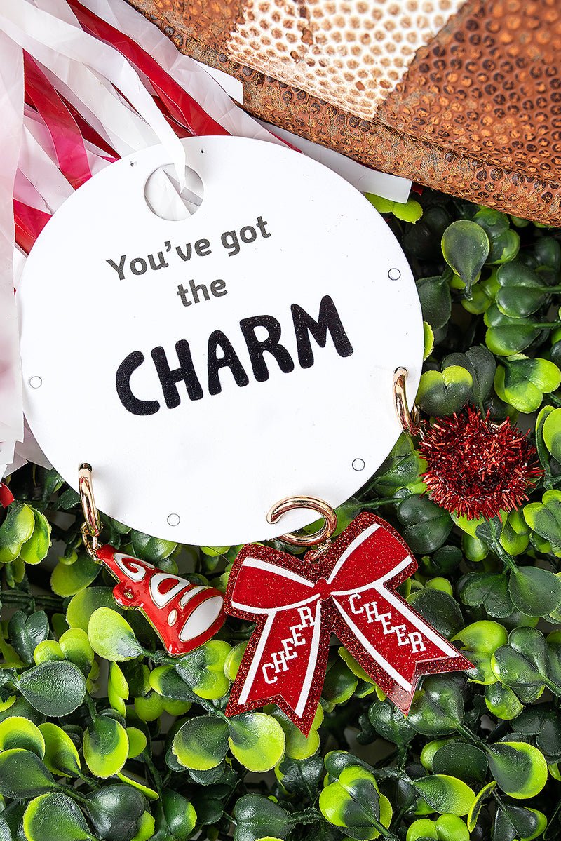 Viola Red & White Go Team Cheer Charm Set - Wholesale Accessory Market