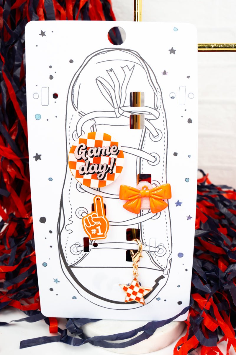 Viola Orange & White Sideline Star Shoe Charm Set - Wholesale Accessory Market