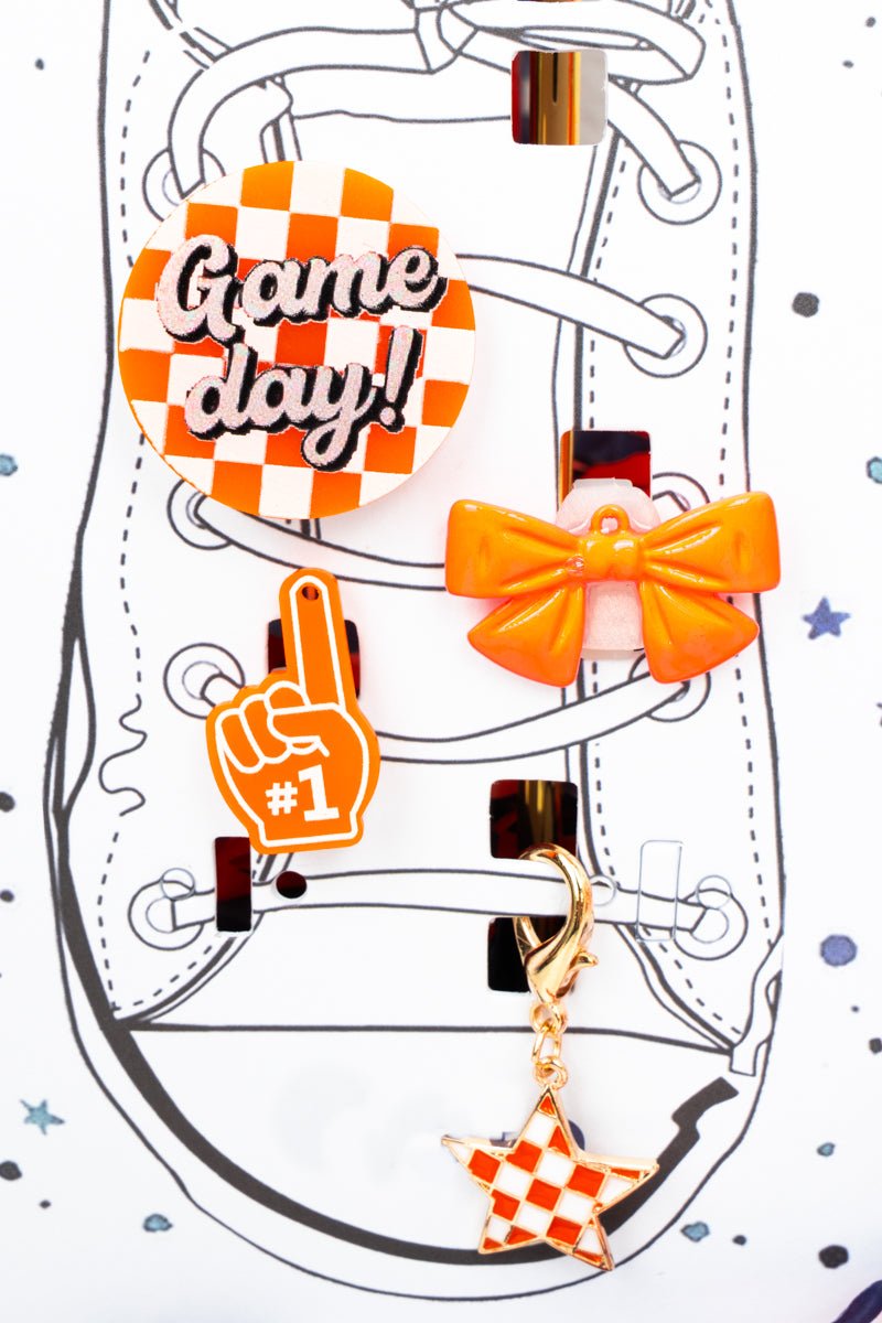 Viola Orange & White Sideline Star Shoe Charm Set - Wholesale Accessory Market