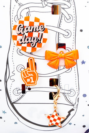 Viola Orange & White Sideline Star Shoe Charm Set - Wholesale Accessory Market