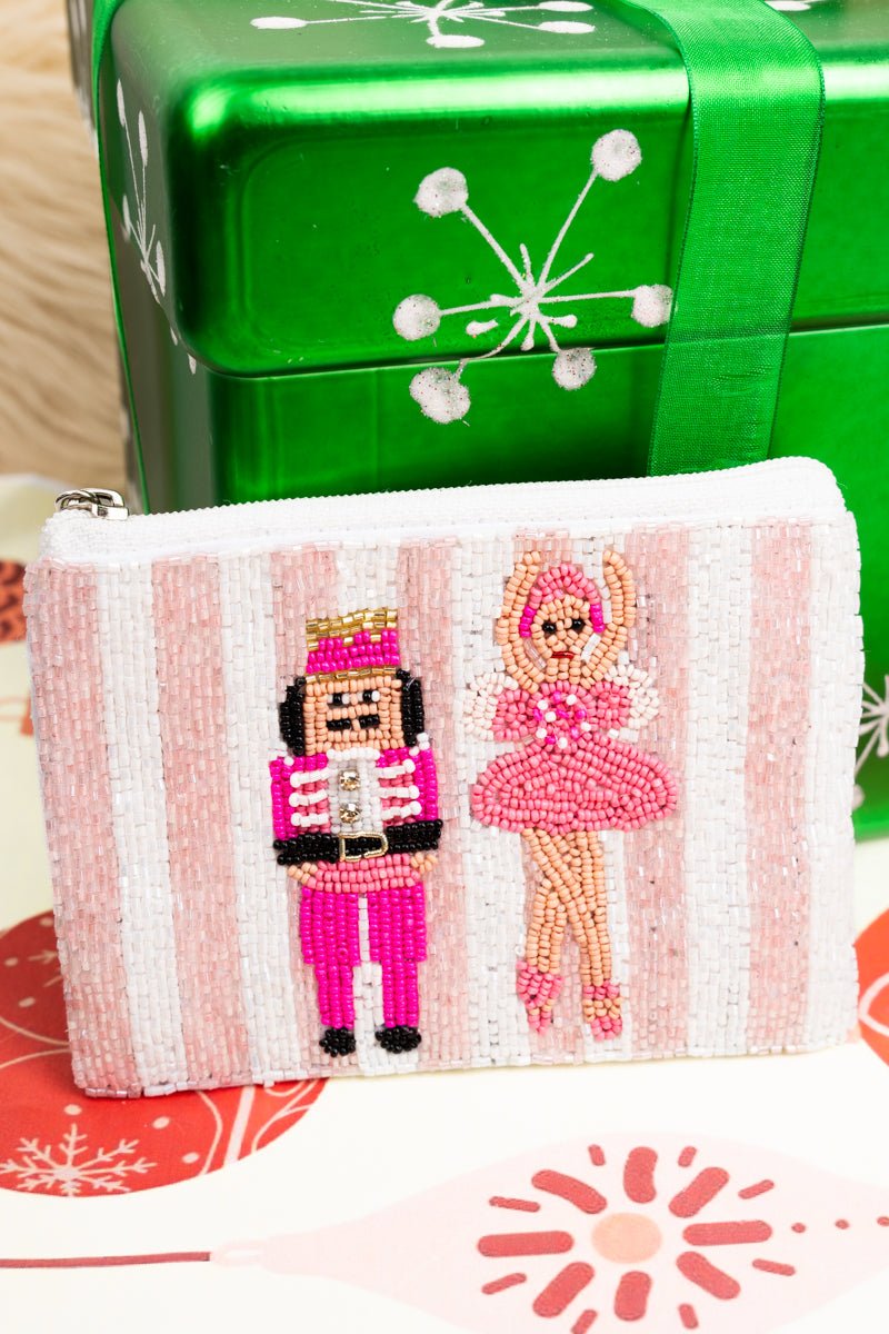 Viola The Nutcracker Pink Seed Bead Coin Purse - Wholesale Accessory Market