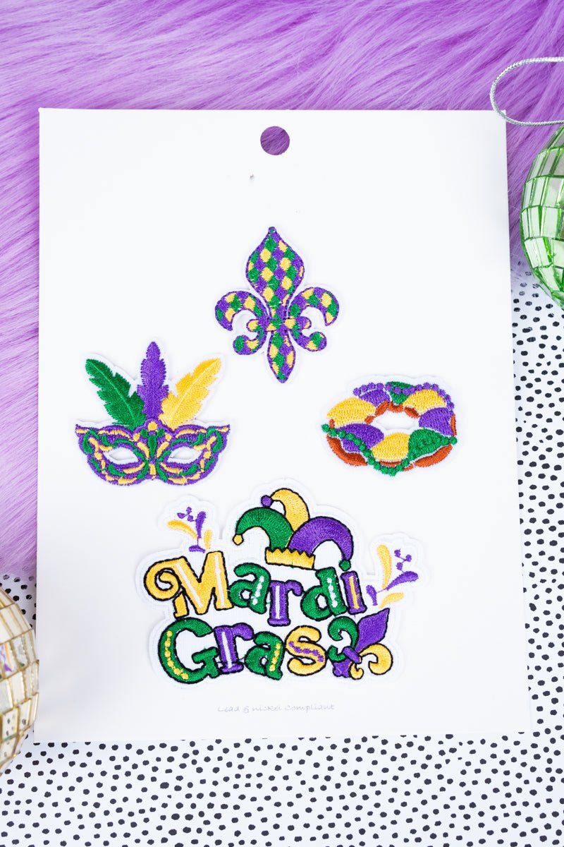Viola 4 Piece Mardi Gras Time Embroidered Patch Set - Wholesale Accessory Market