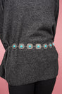Turquoise Moon Over Mesa Silvertone Belt - Wholesale Accessory Market