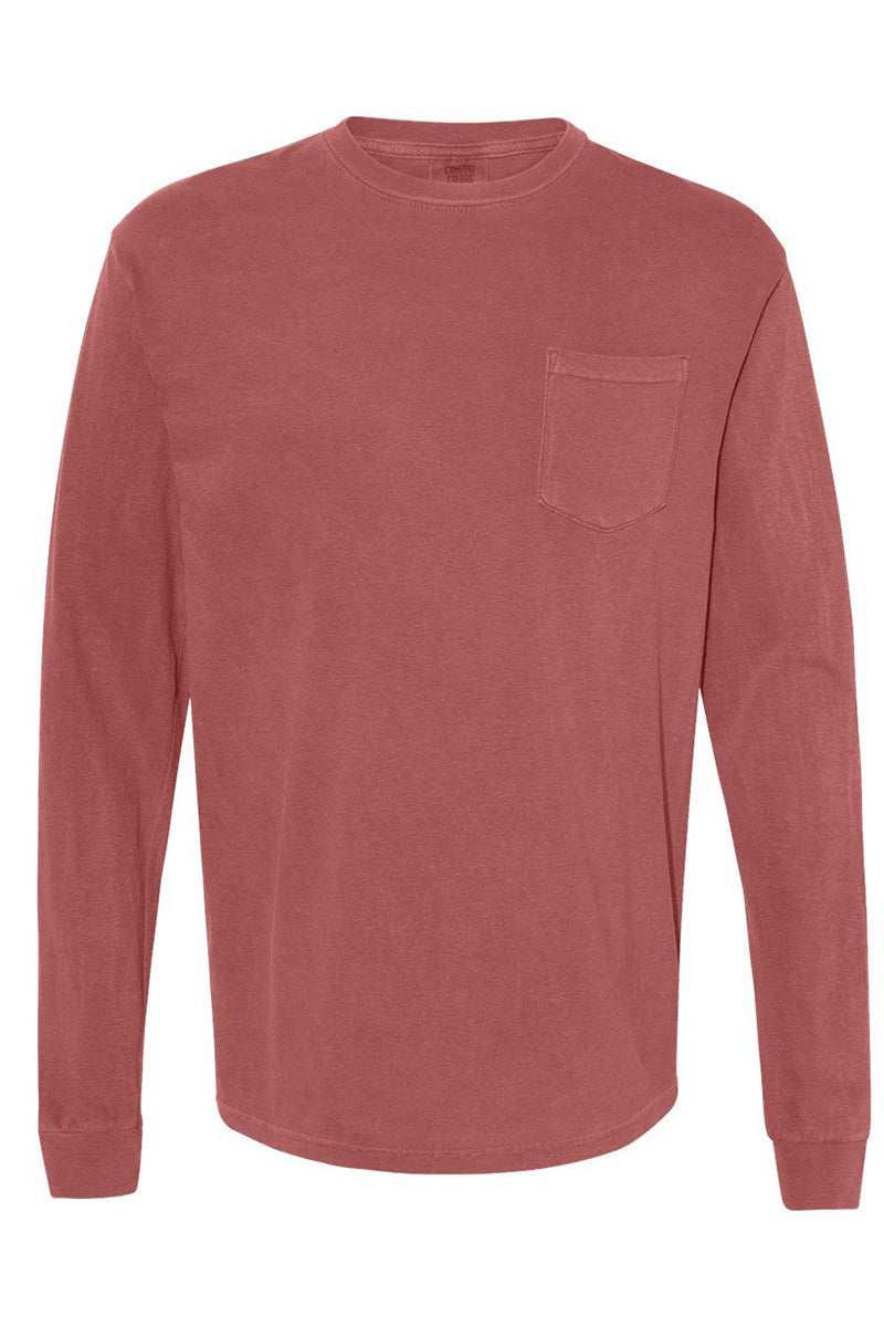 Shades of Red/Orange Comfort Colors Long Sleeve Pocket Tee - Wholesale Accessory Market