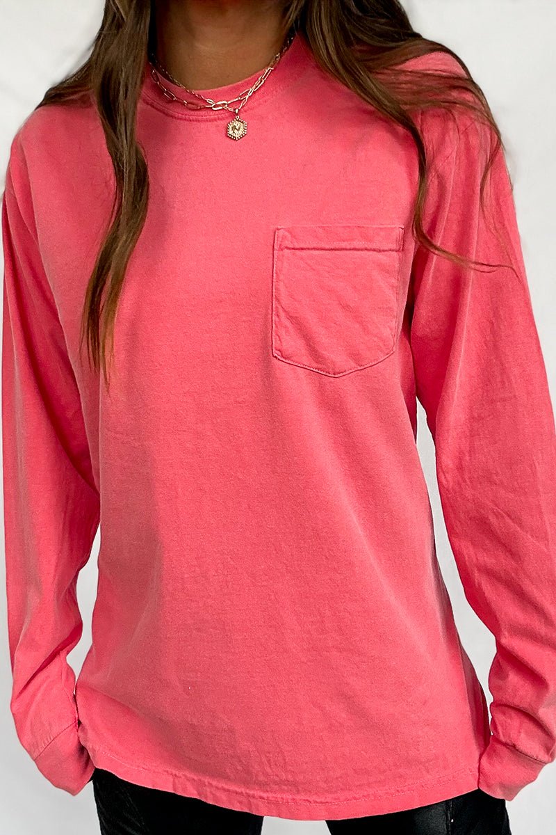Shades of Pink/Purple Comfort Colors Long Sleeve Pocket Tee - Wholesale Accessory Market