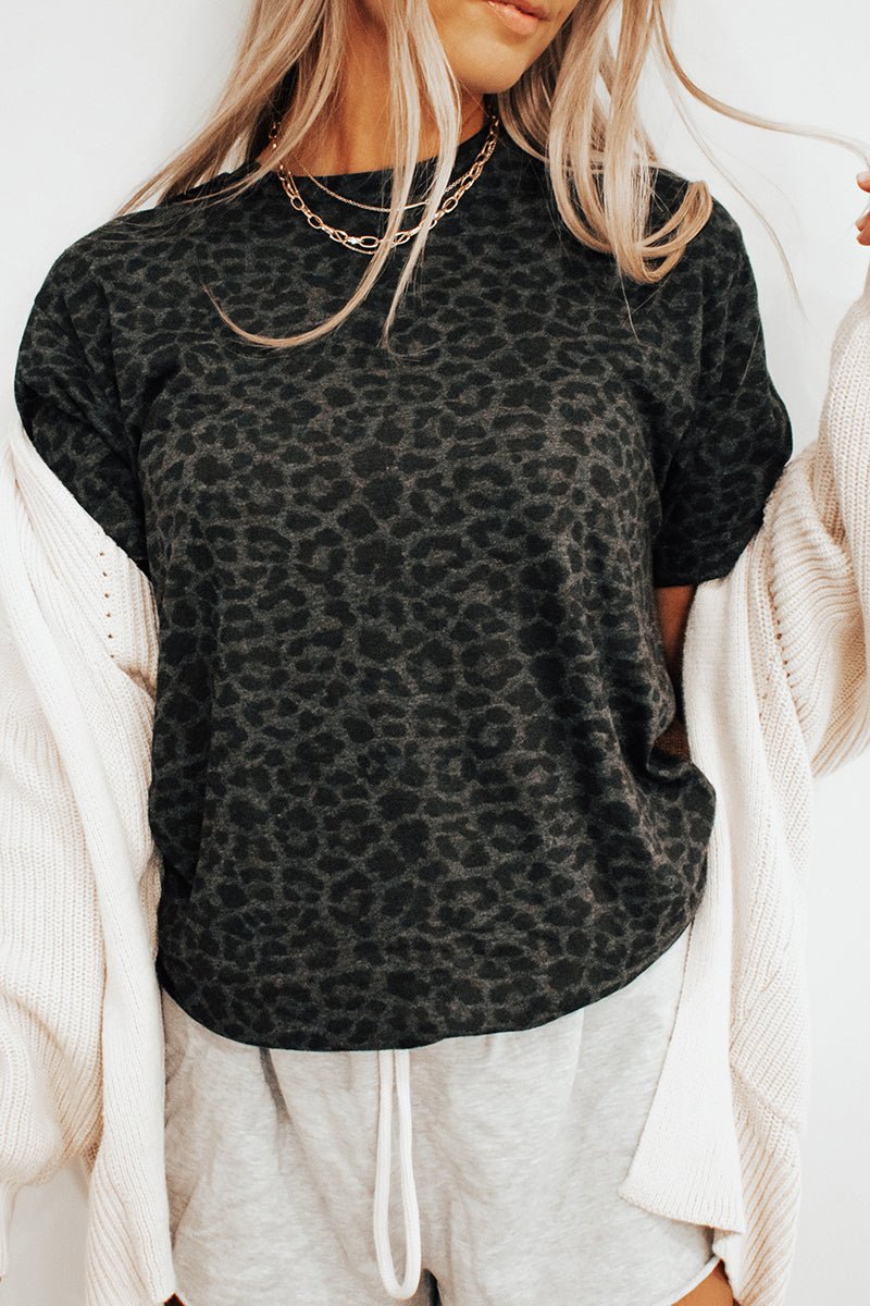 LAT Black Leopard Fine Jersey Tee | Wholesale Accessory Market