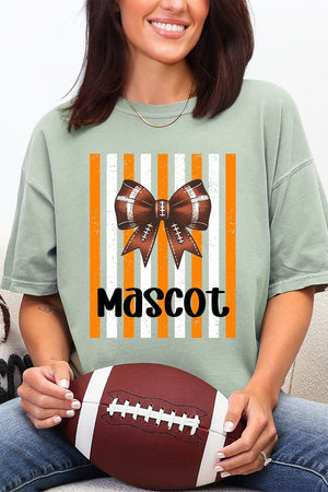 Personalized Fiery Orange & White Varsity Bow Comfort Colors Adult Ring-Spun Cotton Tee *Enter Mascot Name - Wholesale Accessory Market