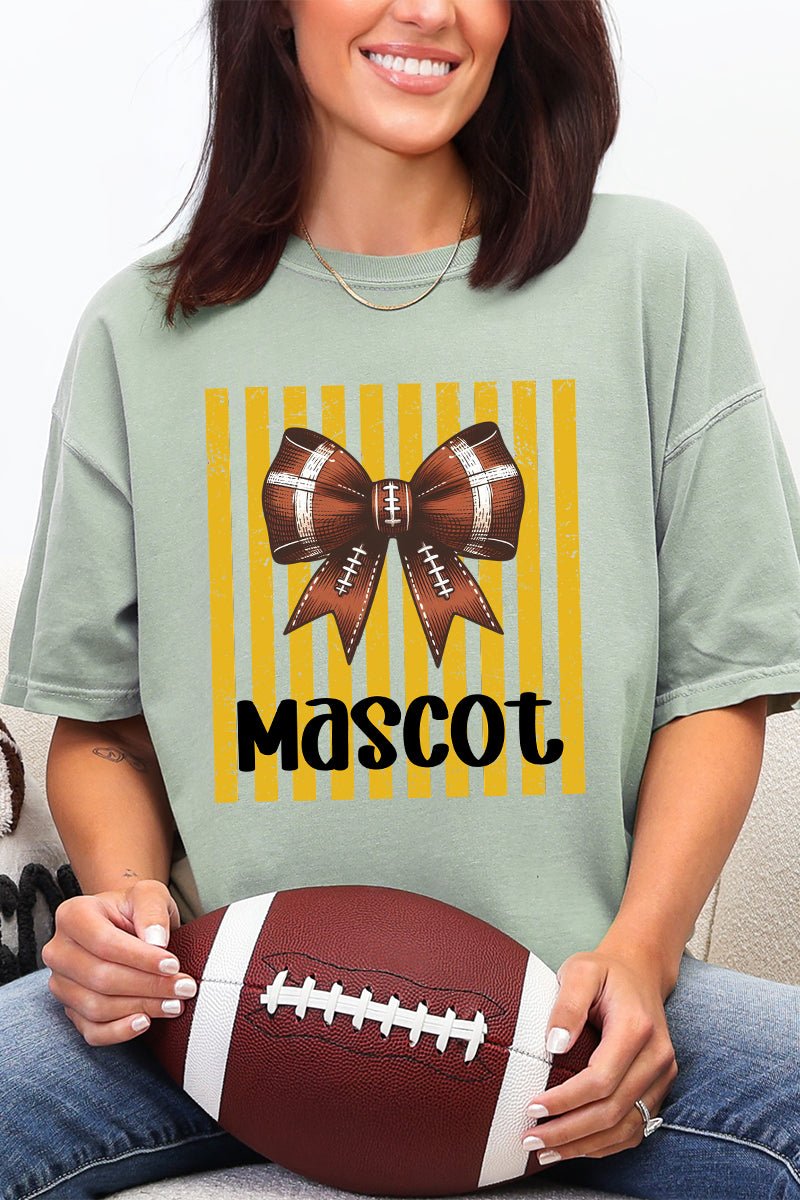 Personalized Yellow Gold Varsity Bow Comfort Colors Adult Ring-Spun Cotton Tee *Enter Mascot Name - Wholesale Accessory Market