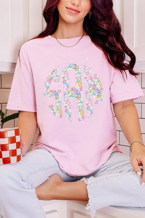 Garden Party Monogram Comfort Colors Adult Ring - Spun Cotton Tee - Wholesale Accessory Market