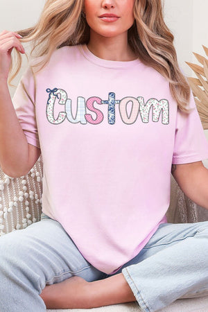 Gingham Garden Custom Name Comfort Colors Adult Ring - Spun Cotton Tee *Personalize Your Name - Wholesale Accessory Market