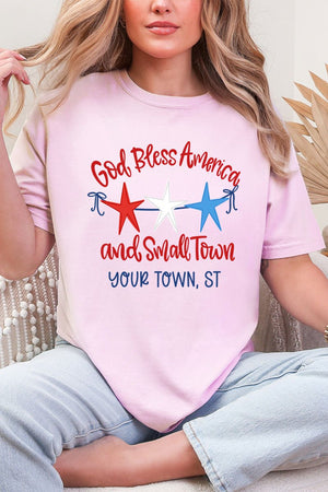 Personalized God Bless America And Small Town Comfort Colors Adult Ring - Spun Cotton Tee - Wholesale Accessory Market