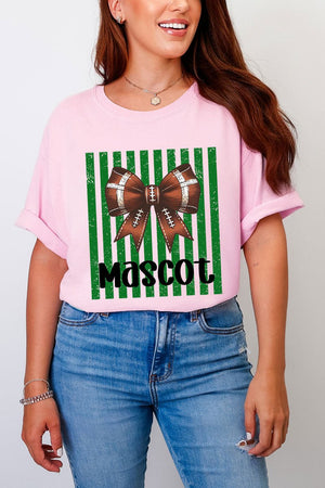 Personalized Green Varsity Bow Comfort Colors Adult Ring-Spun Cotton Tee *Enter Mascot Name - Wholesale Accessory Market