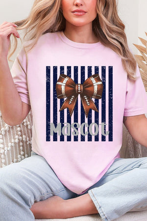 Personalized Navy Varsity Bow Comfort Colors Adult Ring-Spun Cotton Tee *Enter Mascot Name - Wholesale Accessory Market