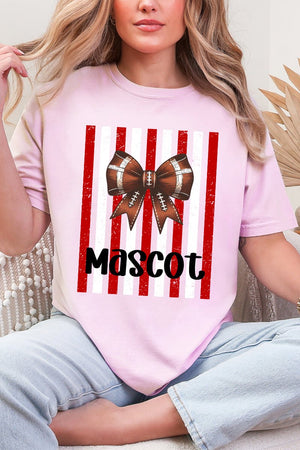 Personalized Red & White Varsity Bow Comfort Colors Adult Ring-Spun Cotton Tee *Enter Mascot Name - Wholesale Accessory Market