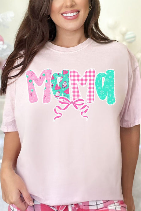 Pink And Preppy Christmas Custom Name Comfort Colors Adult Ring - Spun Cotton Tee *Personalize Your Name - Wholesale Accessory Market
