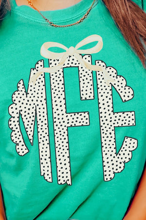 Speckle 3 Letter Monogram Comfort Colors Adult Ring - Spun Cotton Tee - Wholesale Accessory Market