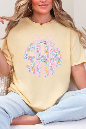 Garden Party Monogram Comfort Colors Adult Ring - Spun Cotton Tee - Wholesale Accessory Market