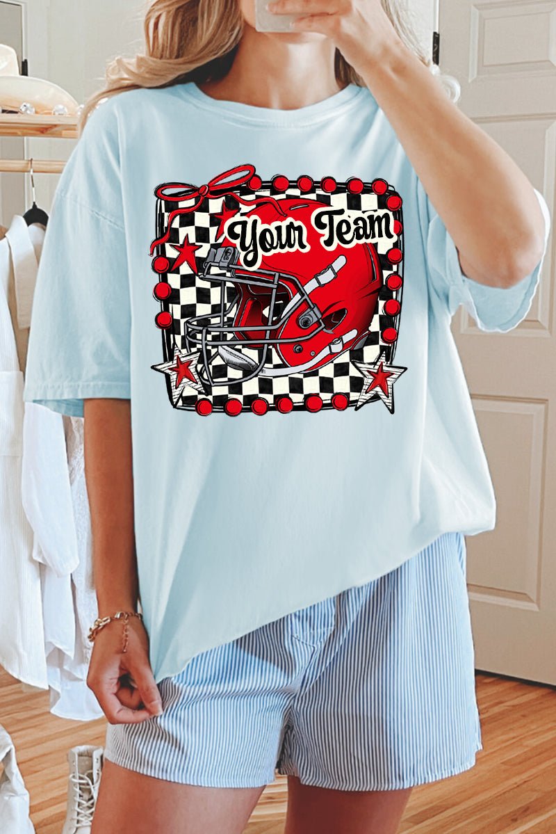 Doodle Red Football Pride Comfort Colors Adult Ring - Spun Cotton Tee *Personalize Your Team Name - Wholesale Accessory Market